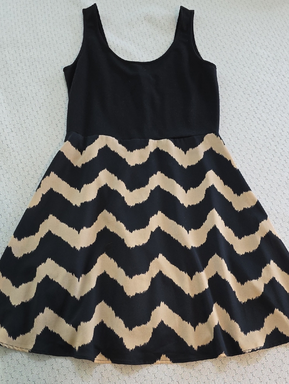 Alyx Black and Beige Chevron Tank Dress